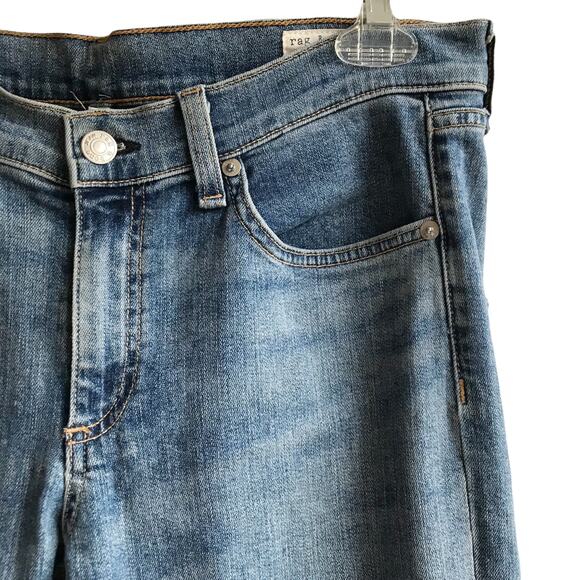 Rag & Bone Distressed Skinny Jeans Midland Raw Frayed Hem Destroyed Denim 30 - Picture 7 of 16
